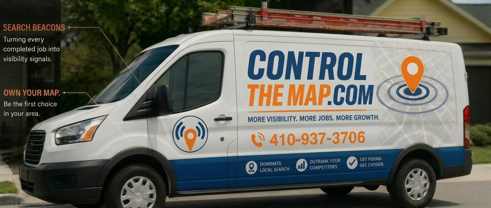 Service business van in a sunlit driveway